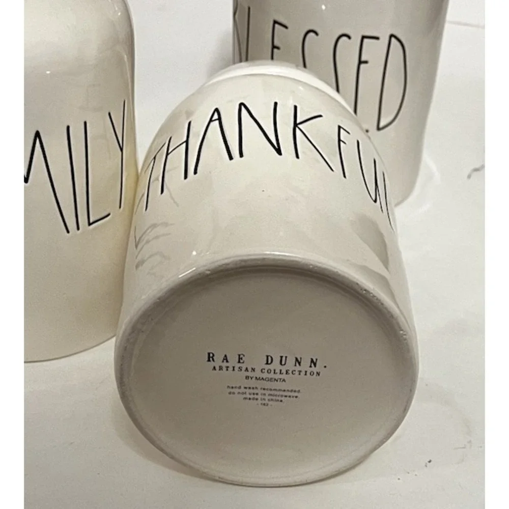 Rae Dunn 2018 OG Feast Gather Grateful Family Thankful Blessed Canisters HTF